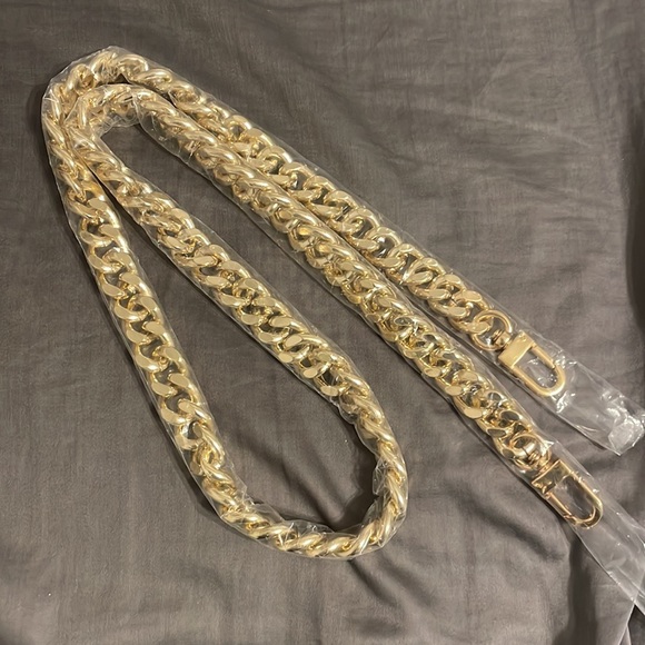 Crossbody Purse Strap Diamond Cut Light Gold Chain with Clasps - Picture 7 of 8